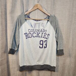 Pink Victoria's Secret Pullover Sweatshirt Women's L‎ Purple Rockies Raglan 1993